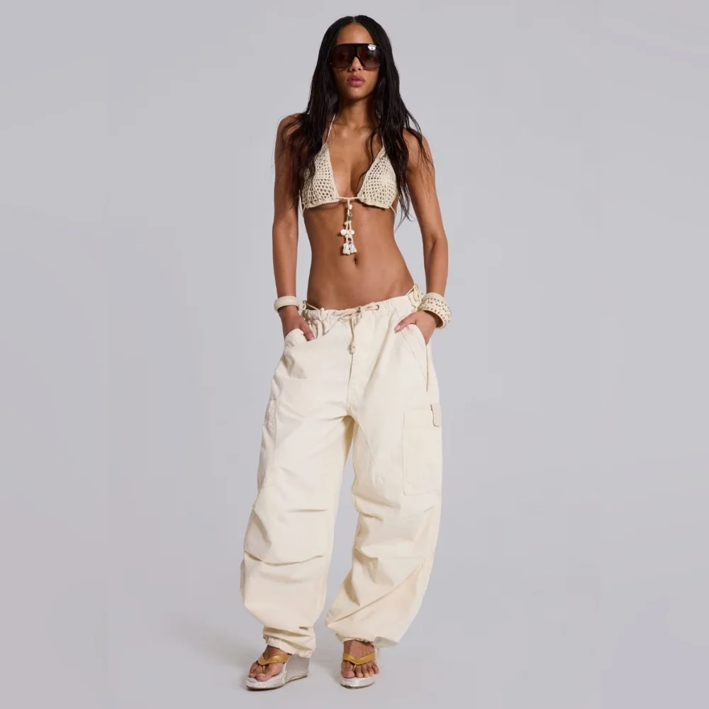 Jaded London Ecru Parachute Cargo Pants Size S - Picture 15 of 16